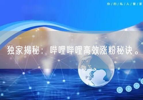 独家揭秘：哔哩哔哩高效涨粉秘诀。