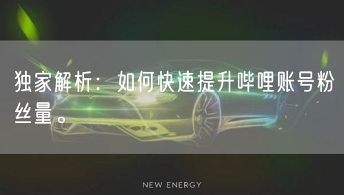 独家解析：如何快速提升哔哩账号粉丝量。
