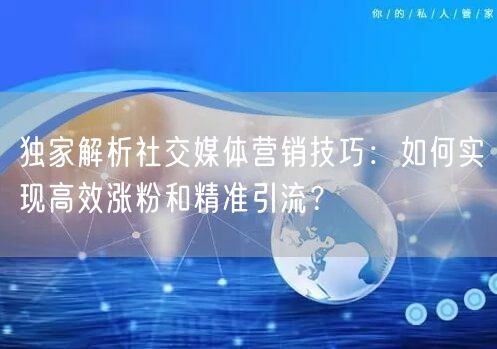 独家解析社交媒体营销技巧：如何实现高效涨粉和精准引流？